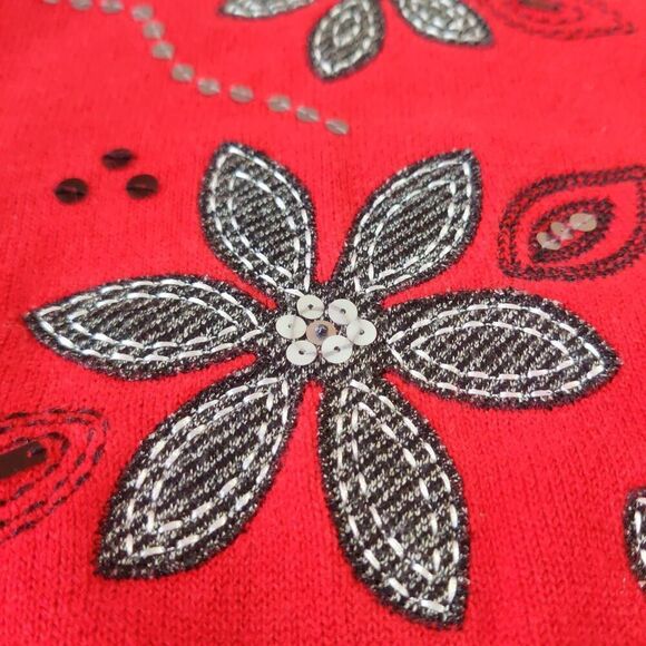 Alfred Dunner floral embroidered sequins crew neck sweater sz PL - Picture 4 of 7